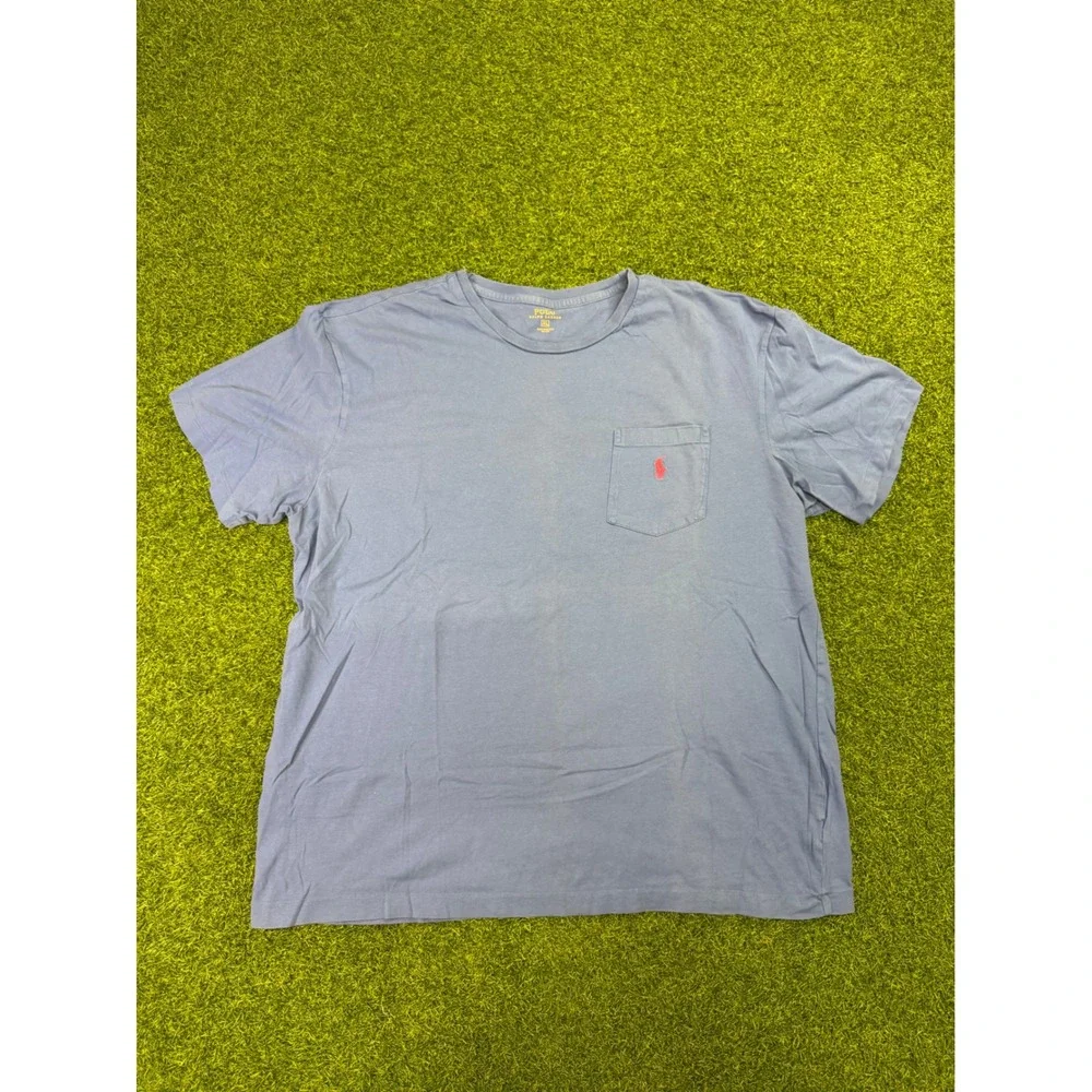 Polo Ralph Lauren Mens XL Blue Pocket T-Shirt‎ Red Pony Logo Short Sleeve Cotton